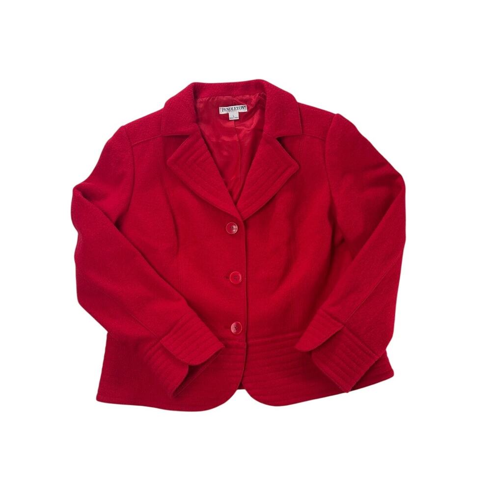Pendleton Wool Jacket Red Womens Petite Large Blazer Style Coat